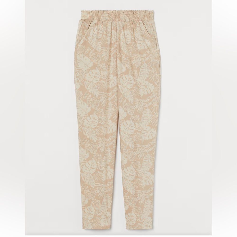 H&M Tan High rise Floral Print Lightweight Pants(Size 4)